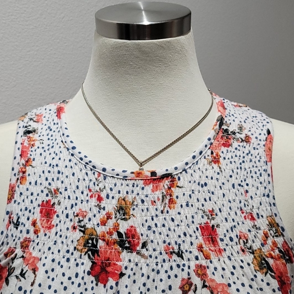 REWIND TANK TOP FLORAL PRINT WHITE SLEEVELESS WOMEN RAYON  SIZE XS CROCHET CAMI - Picture 4 of 13